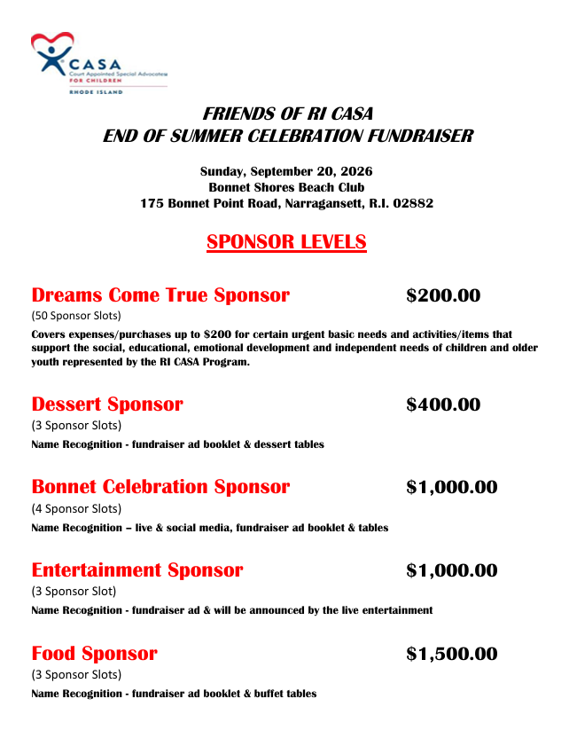End of Summer Celebration Sponsors
